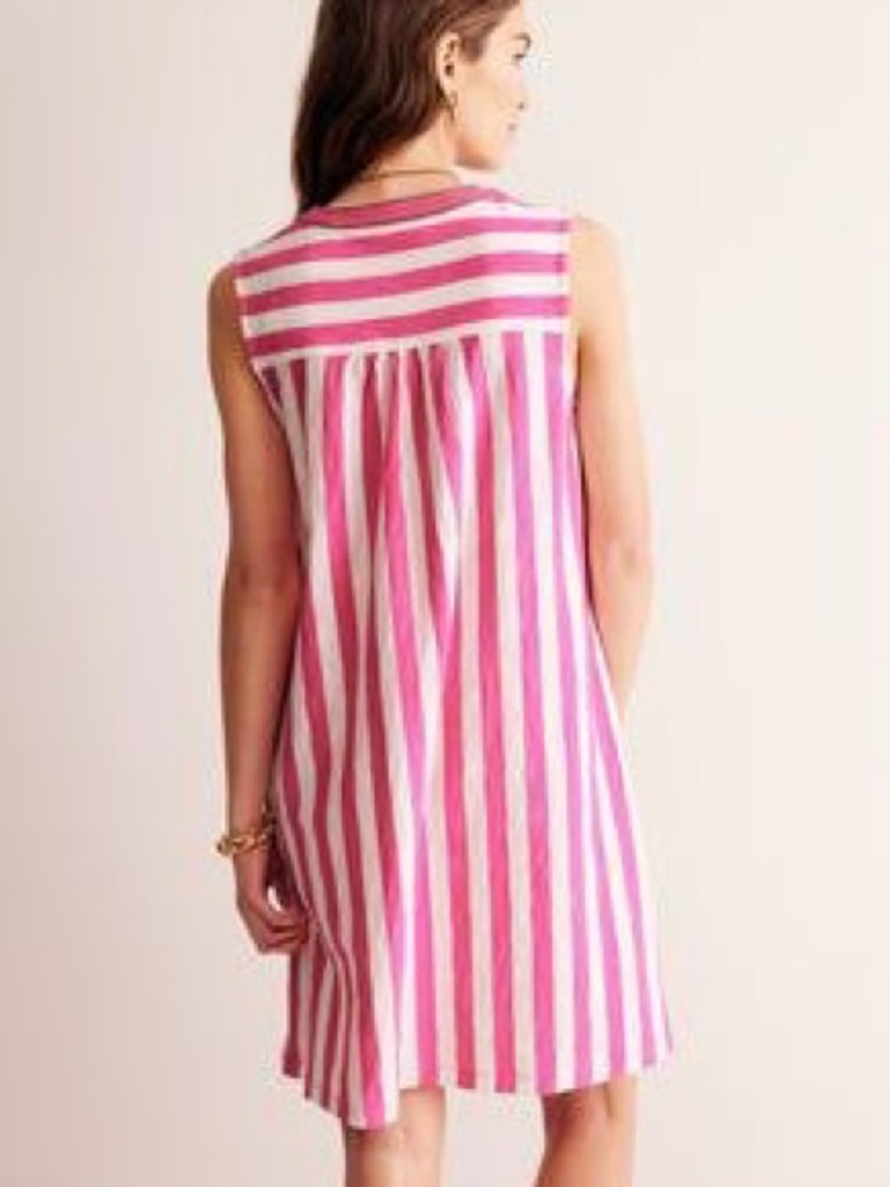 Boden Nadine Notch Cotton Dress in Sangria Sunset Size 6 Reg - Picture 3 of 13